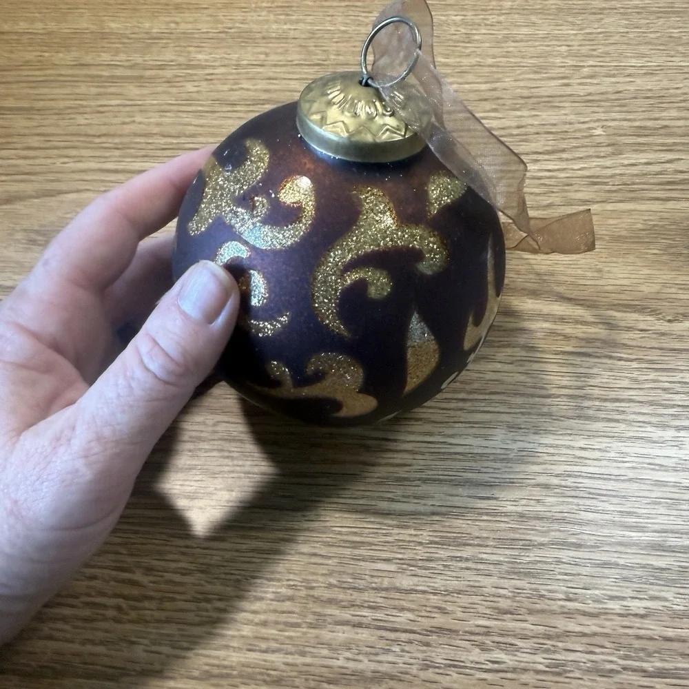 Vintage  Brown/Gold Thick Christmas‎ Ornament